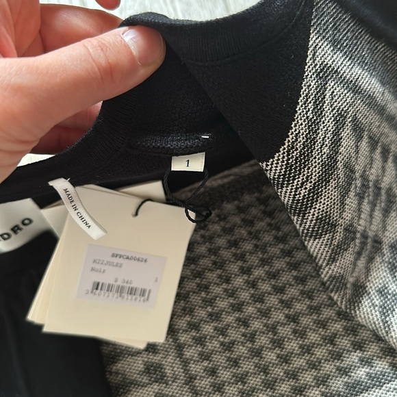 NWT sandro houndstooth pattern jules cardigan ivory/black size 1/FR 36 - Picture 5 of 12